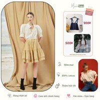 Áo sơ mi kiểu tay bồng nút cài đính cườm phong cách sơ mi thiết kế 2 cách mặc Minami Vogue [Lưu Mã KM trong SP]