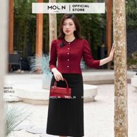 Áo sơ mi ký giả nữ công sở 𝐌𝐎𝐎𝐍 thiết kế cổ tròn dáng ngắn tay lỡ chất xước hàn basic MA319