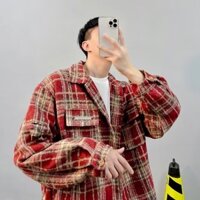 Áo Sơ Mi Len Kẻ Sọc Caro Dáng Rộng Chất Lượng Cao Phong Cách Đường Phố Thu Đông Mới Cho Nam