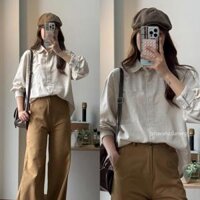 Áo sơ mi linen dài tay basic cổ sen HAVANA AO423