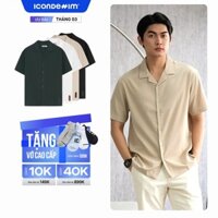 Áo Sơ Mi Linen Nam ICON DENIM Tay Ngắn Cuban CigarCraft Form Relaxed SMID0194