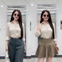 Áo sơ mi lụa công sở, Áo sơ mi nữ lụa công sở dài tay thanh lịch sang trọng chất lụa Emvy Fashion B2