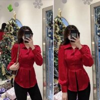Áo sơ mi lụa dài tay, thắt nơ phía sau xinh xắn, màu sắc tươi tắn
