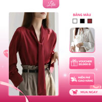 Áo Sơ Mi Lụa Nữ LITA A228 Thắt Nơ Tay Bồng Sang Chảnh