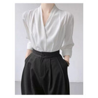 Áo sơ mi lụa, sơ mi nữ cổ chéo phong cách công sở nữ tính thiết kế dài tay sang chảnh SOMI CV01