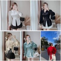 Áo sơ mi lụa thắt nơ