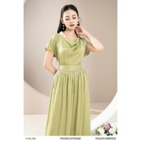 Áo sơ mi lụa xanh cốm cổ đổ thiết kế Elise FW2205125TNSIGE