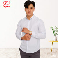 Áo sơ mi màu hồng pastel hiệu Amazing, dáng trẻ slim fit, phong cách Hàn Quốc, vải bamboo mềm mịn - Màu trắng-3021 - 5XL 85-90kg