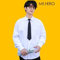 Áo Sơ Mi Màu Trắng Cà Vạt Form Rộng Mrhero Cổ Bẻ Dài Tay Phong Cách Hàn Quốc KB025 M.RO