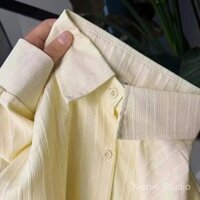 Áo sơ mi màu vàng oversize Áo khoác cho nữ áo khoác cardigan thường ngày mẫu mỏng Mùa Hè Chống nắng áo rộng rãi