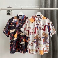 Áo Sơ Mi Mới. Áo Sơ Mi Mới Kem Chống Nếp Nhăn Phong Cách Hawaii 2 Màu Tùy Chọn [m-3xl] Chất Lượng Cao Áo Sơ Mi Tay Ngắn Dáng Rộng In Họa Tiết Phong Cách Hàn Quốc Sang Trọng Cho Nam