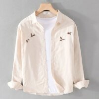 Áo Sơ Mi Mới Retro Hợp Thời Trang Thêu Rời Mỏng Phong Cách Trung Hoa Dài Tay Mùa Hè Phong Cách Nhật Bản Áo Khoác Xuân Thu Áo Sơ Mi Nam