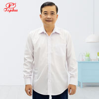 Áo sơ mi nam Amazing màu trơn, trung tuổi, phong cách công sở, form regular, dáng xuông, tay dài - Trắng-3031 - L 69-78kg