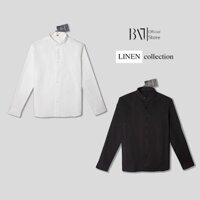 Áo sơ mi nam BATstor vải linen thoáng mát, dài tay cổ trụ form regular mã 079