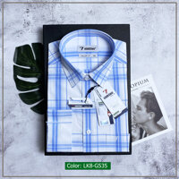 Áo sơ mi nam caro dài tay vạt bằng Vĩnh Tiến Bamboo Tailor Fit 465 - LK8-G535 - 39