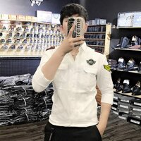 Áo sơ mi nam cầu vai cơ trưởng có túi - M