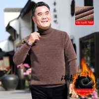 Áo sơ mi nam cho người trung niên và lớn tuổi, bố mặc len cổ lọ dày mùa đông