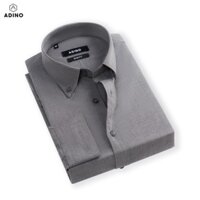 Áo sơ mi nam cổ Button Down màu ghi đậm ADINO vải sợi tre Bamboo mềm mịn thoáng mát dáng slimfit công sở trẻ trung S267