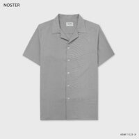 Áo sơ mi nam cổ cuban ngắn tay, thêu logo, chất vải linen dầy dặn - Thương hiệu Noster ASM11123