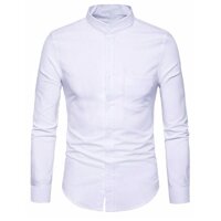 Áo sơ mi nam cổ tàu dài tay nhiều màu - XXL,Đen
