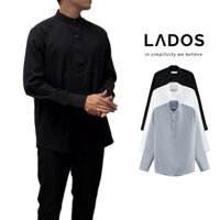 Áo sơ mi nam cổ trụ vải đũi LADOS - 18108 chất mềm mịn form chuẩn phong cách Hàn Quốc