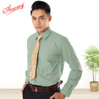 Áo sơ mi nam công sở Amazing, chất liêu KT silk nhiều màu, big size, form xuông, dáng rộng, tay dài - Màu đậu-0702 - XL 79-85kg
