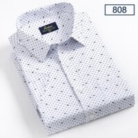 Áo Sơ Mi Nam Công Sở Trung niên Ngắn tay Họa Tiết Chấm Bi Nhỏ Màu Trắng Vải Cotton thương hiệu Anton 808 - 43