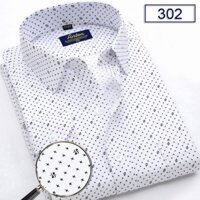 Áo Sơ Mi Nam Công Sở Trung Niên Dài Tay Trắng Thương Hiệu Anton Vải Cotton Họa Tiết Chấm Bi Nhỏ  - 302 - 40