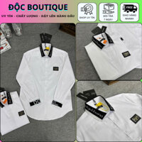 Áo Sơ Mi Nam D G Logo Kim Loại Trước Ngực Siêu Chất - Áo Sơ Mi Nam  Thêu Chữ D G Cổ Áo Sắc Nét