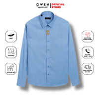 Áo Sơ Mi Nam Dài Tay Áo Sơ Mi OWEN AR240521 mầu Xanh Kiểu dáng REGULAR FIT Chất Liệu Spandex