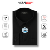 Áo Sơ Mi Nam Dài Tay Áo Sơ Mi OWEN AR230338 Màu Đen Kiểu Dáng Regular Fit Chất Liệu Nano