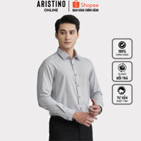 Áo sơ mi nam dài tay ARISTINO ALS11302 dáng Slim fit ôm vừa, màu xám solid nam tính, lịch lãm