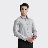 Áo sơ mi nam dài tay ARISTINO dáng Slim fit ôm vừa, màu xám solid nam tính, lịch lãm - ALS11302