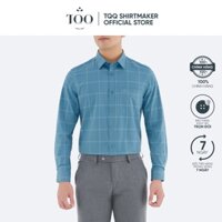 Áo sơ mi nam dài tay cao cấp TQQ K519CS-CSB màu xanh dáng Slimfit tôn dáng hiện đại có túi ngực