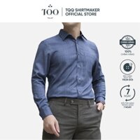 Áo sơ mi nam dài tay cao cấp TQQ K527CS-CSB màu chì đậm dáng Slimfit có túi ngực hạn chế nhăn