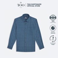 Áo sơ mi nam dài tay cao cấp TQQ K509CS-CSB màu xanh đậm dáng Slimfit tôn dáng có túi ngực