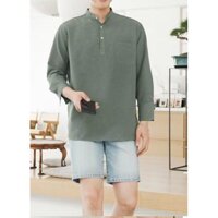 Áo sơ mi nam dài tay cổ tàu - Vỏ đậu,XL