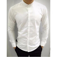 Áo sơ mi nam dài tay cổ tàu màu trắng vải không nhăn -  Size XXL
