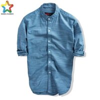 Áo sơ mi nam dài tay cổ trụ ttgapo - 8057 -VẢI LINEN THÔ