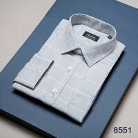 Áo sơ mi nam dài tay công sở trung niên thương hiệu Anton sợi tre họa tiết màu ghi - Y8551 - 41
