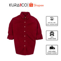 Áo Sơ Mi Nam Dài Tay Màu Đỏ Hollister Chất Oxford Cao Cấp, Thoáng Mát, Co Giãn, Họa Tiết Trơn Thanh Lịch - KURAMAN