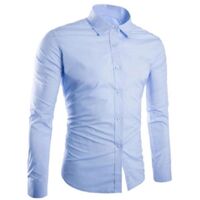 Áo sơ mi nam dài tay màu Hồng phấn - Xanh biển,M