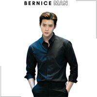 Áo sơ mi nam dài tay phong cách Hàn Quốc màu đen BERNICE vải mịn chống nhăn SMP20