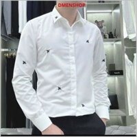 áo sơ mi nam dài tay thêu ong vải cotton dày dặn mềm mịn thoáng khí mã 1124