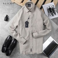 Áo sơ mi nam dài tay trơn màu ghi