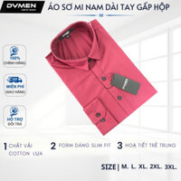 Áo sơ mi nam dài tay trơn DVMEN màu đỏ đô chất vải lụa cotton siêu mát  cổ gập may cẩn thận vuông góc vải chống xoăn