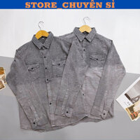 Áo Sơ Mi Nam Dài Tay Vải Đũi Phối Loang Màu Xám Bạc Chuẩn Form Lịch Lãm Sang Trọng Mặc Hằng Ngày STORE_CHUYÊN SỈ