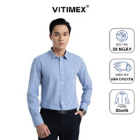 Áo Sơ Mi Nam Dài Tay VITIMEX ASD7574, Chất Liệu Sợi Tre, Phom Trẻ, Thiết Kế Công Sở Lịch Lãm