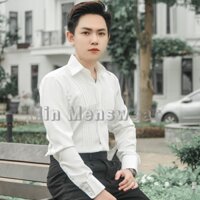 Áo Sơ Mi Nam Dài Tay Xếp Ly Giấu Cúc, Chất Vải Dày Dặn, Thiết Kế Tay Gấp, Áo Sơ Mi Nam Sang Trọng, Lịch Lãm
