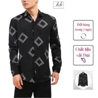 Áo Sơ Mi Nam đen DT879 họa tiết phong cách Mới